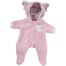 JC TOYS 16" DOLL CLOTHES   HOODED ONESIE PINK
