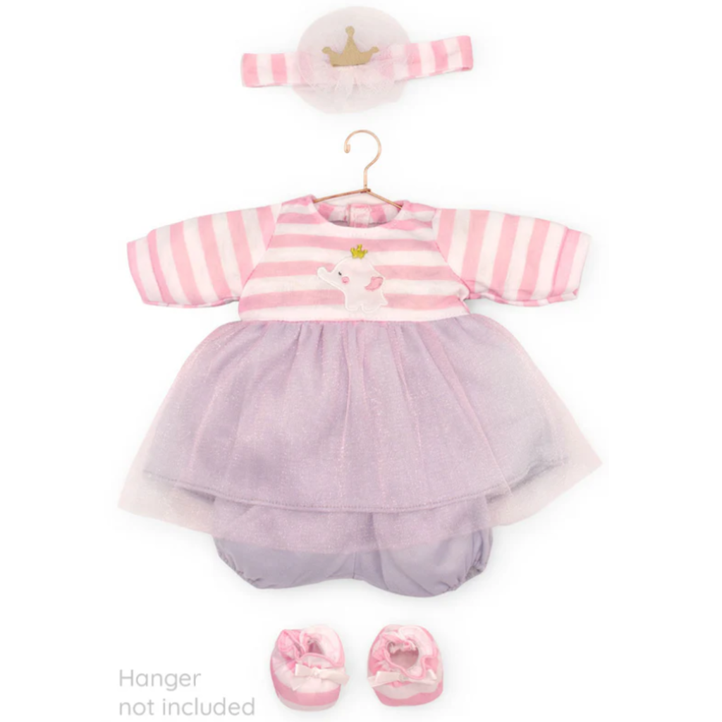 JC TOYS 16" DOLL CLOTHES STRIPED DRESS WITH TULLE SKIRT