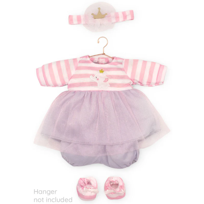 JC TOYS 16" DOLL CLOTHES STRIPED DRESS WITH TULLE SKIRT