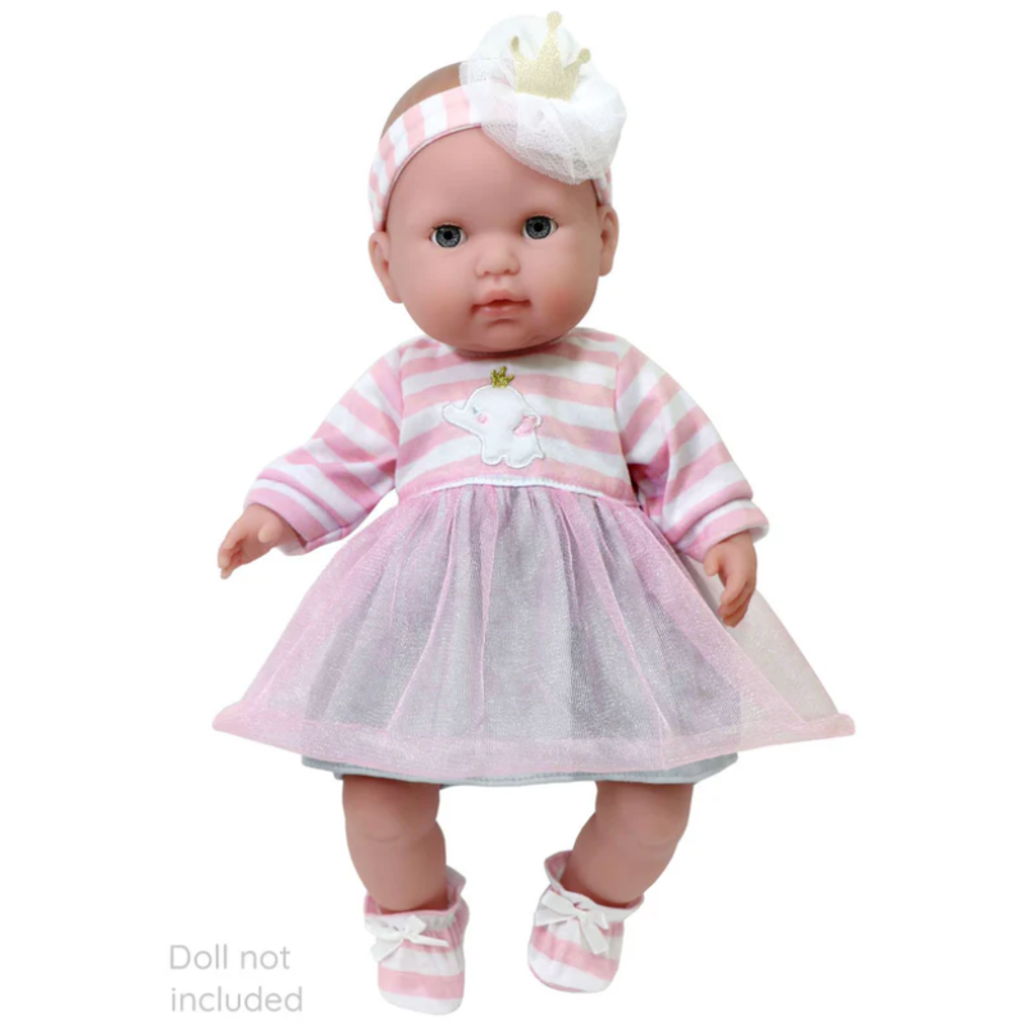 JC TOYS 16" DOLL CLOTHES STRIPED DRESS WITH TULLE SKIRT