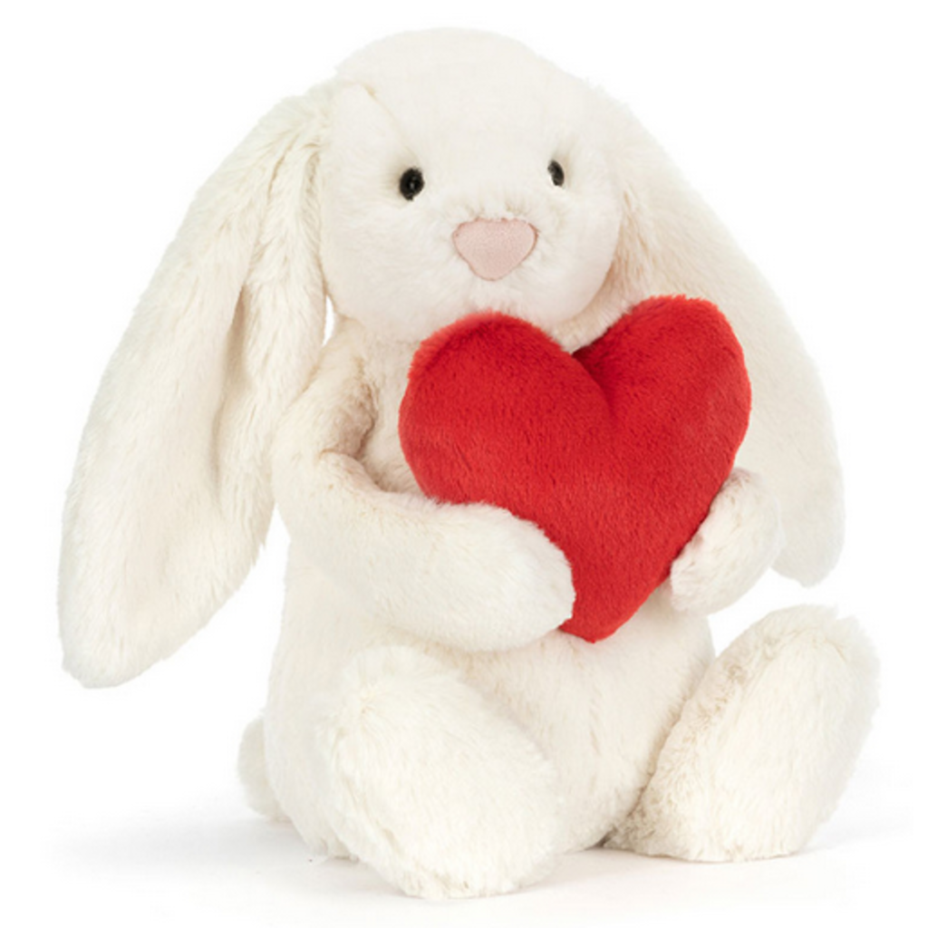 JELLY CAT BASHFUL RED LOVE HEART BUNNY