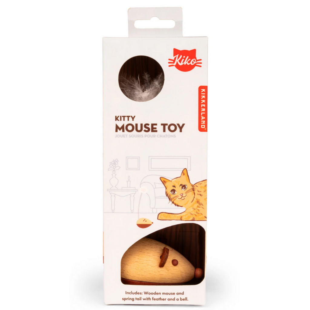 KIKKERLAND KITTY WOODEN MOUSE TOY