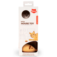 KIKKERLAND KITTY WOODEN MOUSE TOY