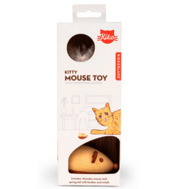 KIKKERLAND KITTY WOODEN MOUSE TOY