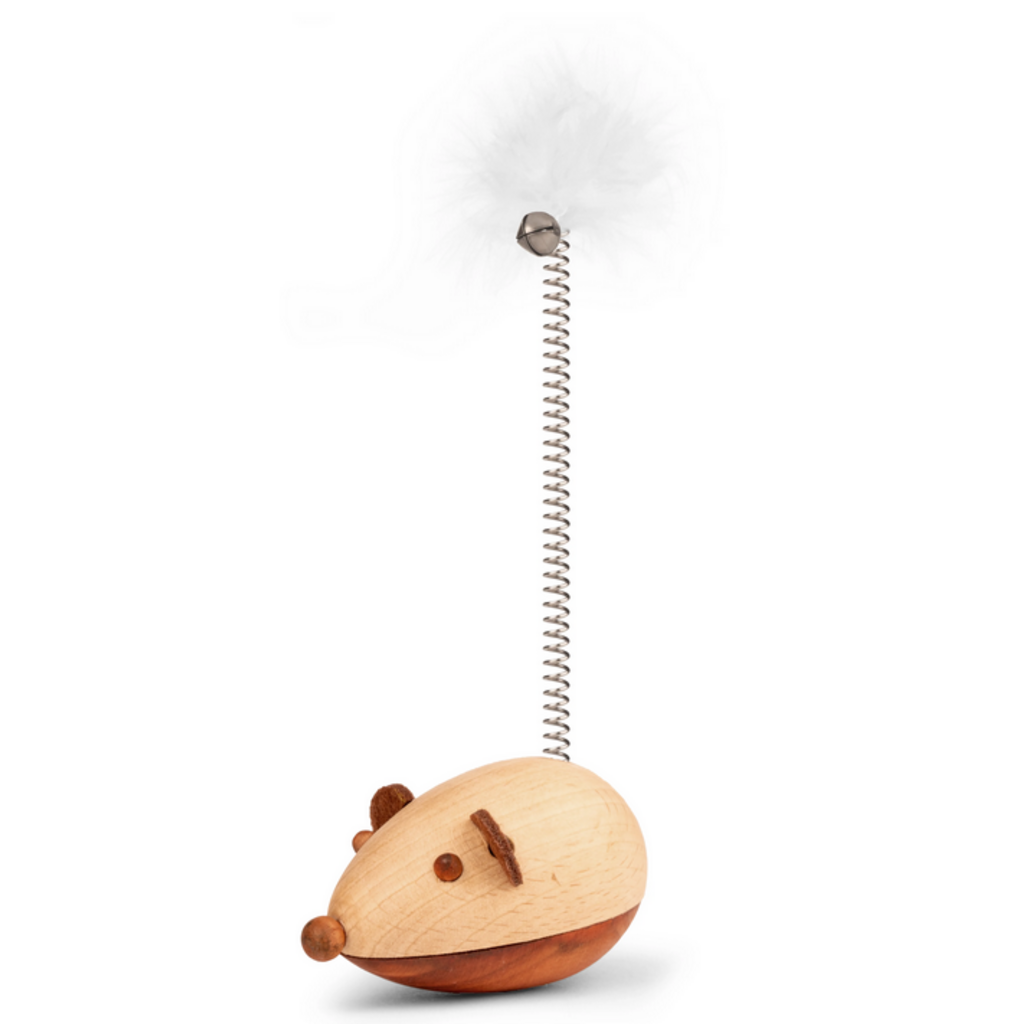 KIKKERLAND KITTY WOODEN MOUSE TOY