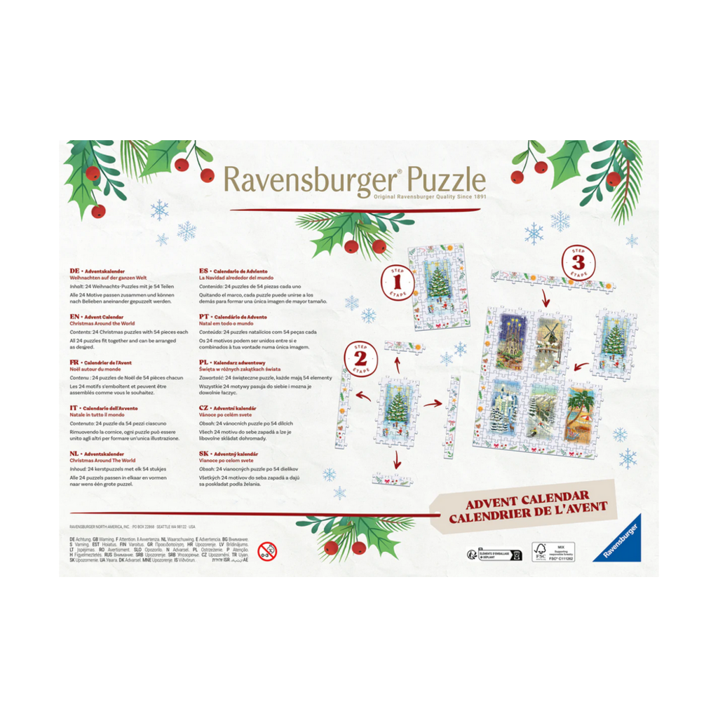 RAVENSBURGER USA CHRISTMAS PUZZLE ADVENT CALENDAR CHRISTMAS AROUND THE WORLD