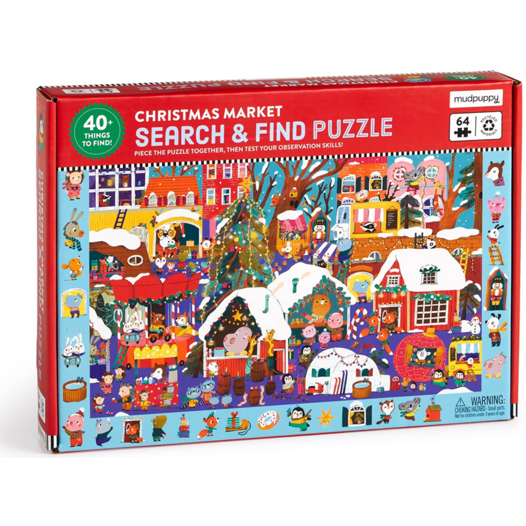 MUDPUPPY CHRISTMAS MARKET 64 PC PUZZLE