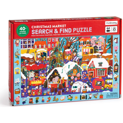 MUDPUPPY CHRISTMAS MARKET 64 PC PUZZLE