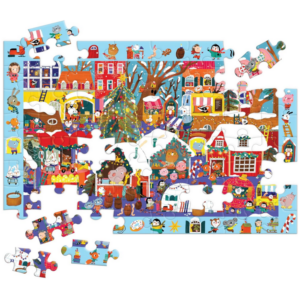 MUDPUPPY CHRISTMAS MARKET 64 PC PUZZLE