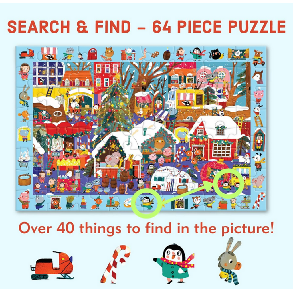 MUDPUPPY CHRISTMAS MARKET 64 PC PUZZLE