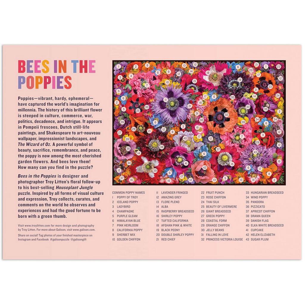 GALISON BEES IN THE POPPIES 1000 PC PUZZLE