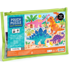MUDPUPPY POUCH PUZZLE 12 PC MIGHTY DINOSAURS