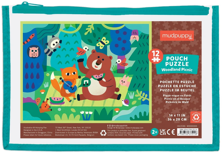 POUCH PUZZLE 12 PC WOODLAND PICNIC