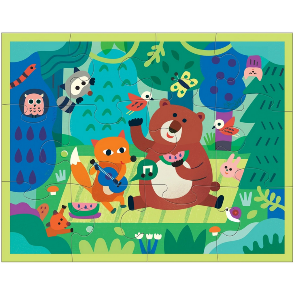 MUDPUPPY POUCH PUZZLE 12 PC WOODLAND PICNIC