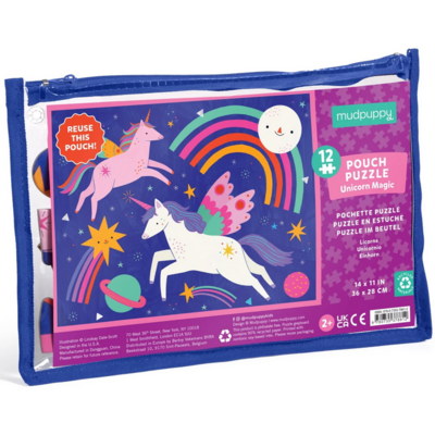MUDPUPPY POUCH PUZZLE 12 PC UNICORN MAGIC