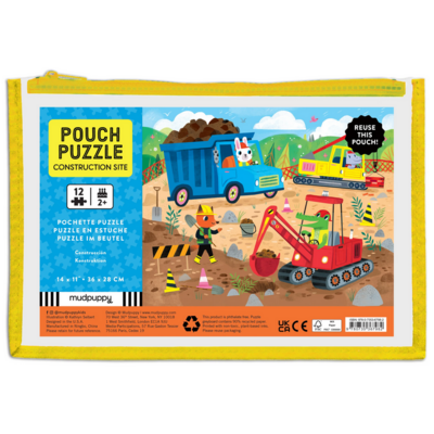 MUDPUPPY POUCH PUZZLE 12 PC CONSTRUCTION SITE