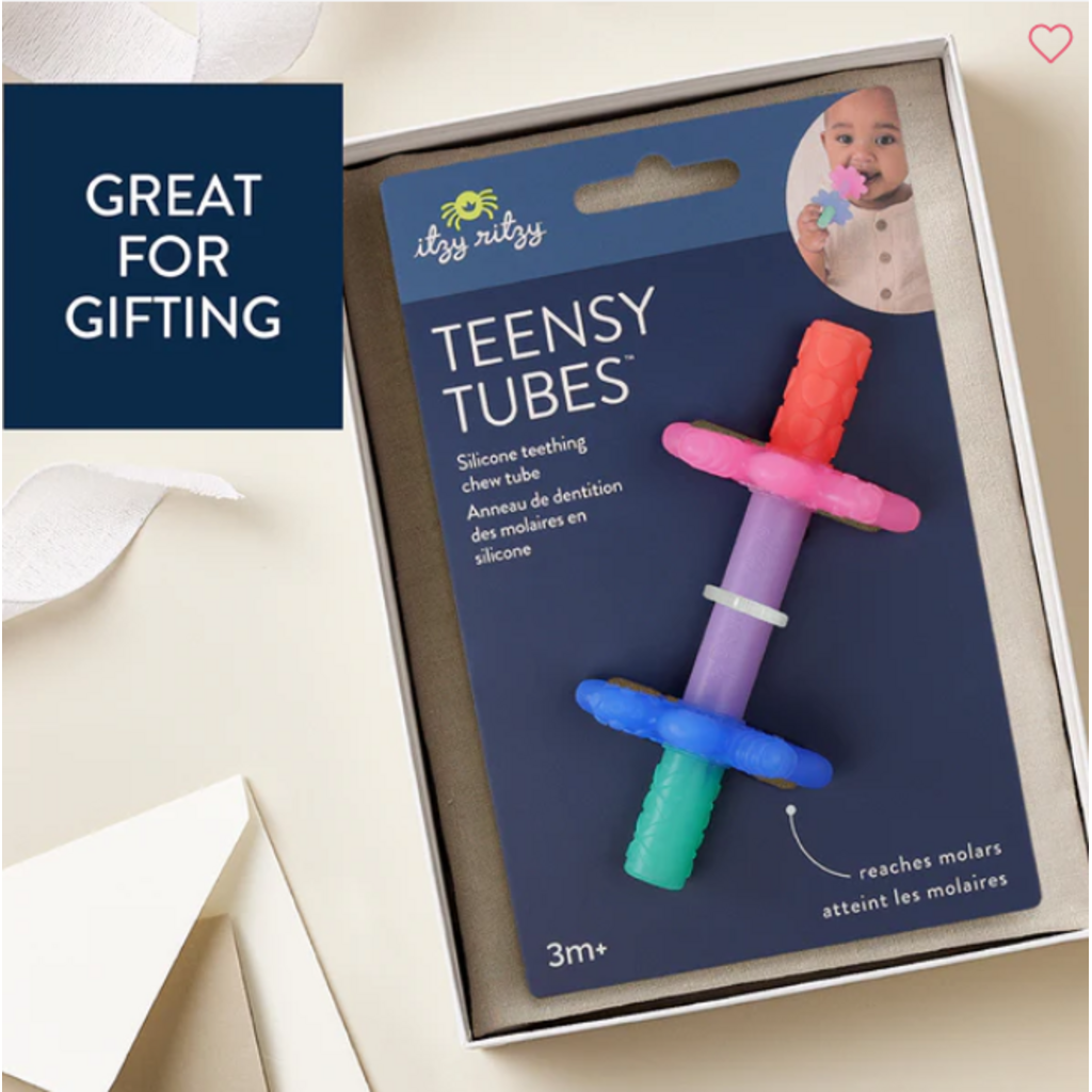 ITZY RITZY TEENSY TUBES TEETHER PINK RAINBOW