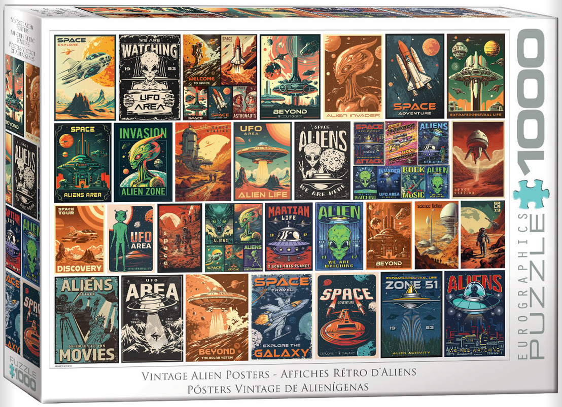 VINTAGE ALIEN POSTERS 1000 PC PUZZLE