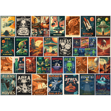 EUROGRAPHICS VINTAGE ALIEN POSTERS 1000 PC PUZZLE