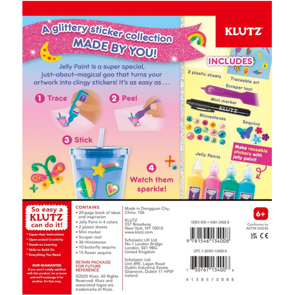 KLUTZ KLUTZ PAINT & PEEL JELLY STICKERS: GLITTER GOALS!