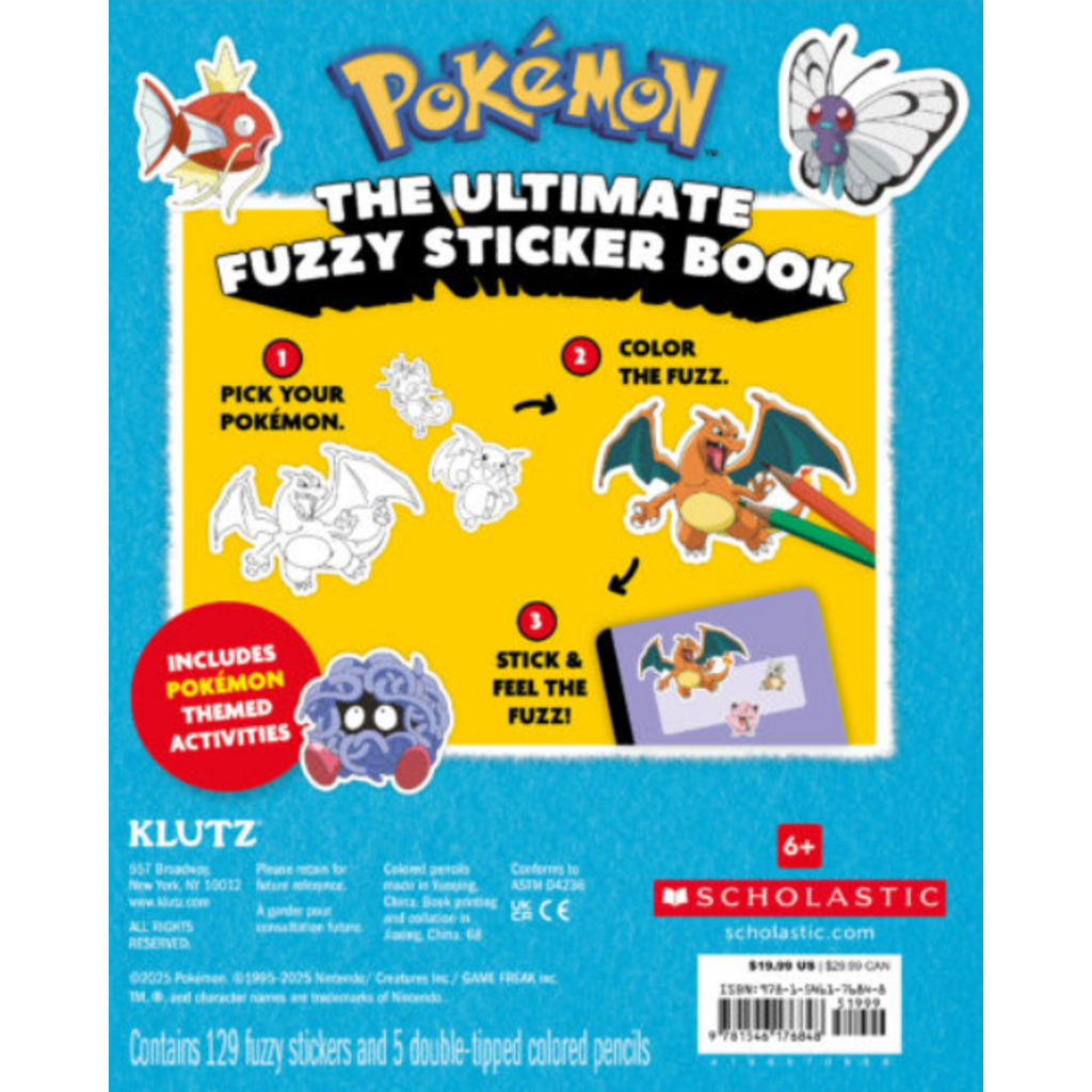 POKEMON INTERNATIONAL KLUTZ POKEMON COLOR YOUR OWN FUZZY STICKERS