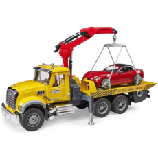 BRUDER TOYS AMERICA MACK GRANITE TOW TRUCK WITH ROADSTER