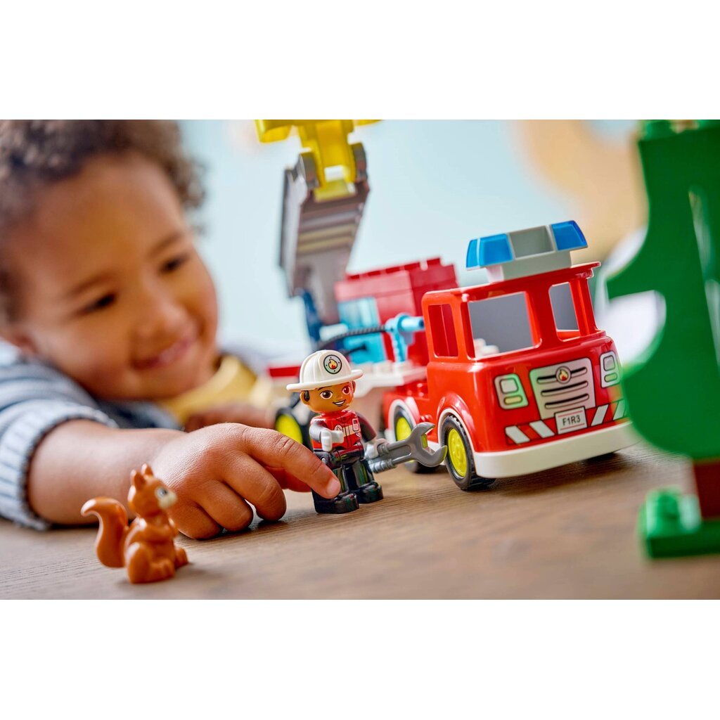 LEGO FIRE TRUCK WITH HOSE AND FIREFIGHTER