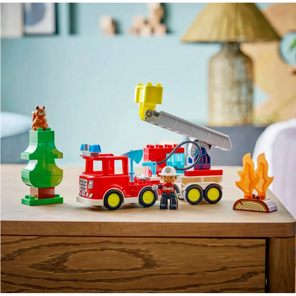 LEGO FIRE TRUCK WITH HOSE AND FIREFIGHTER