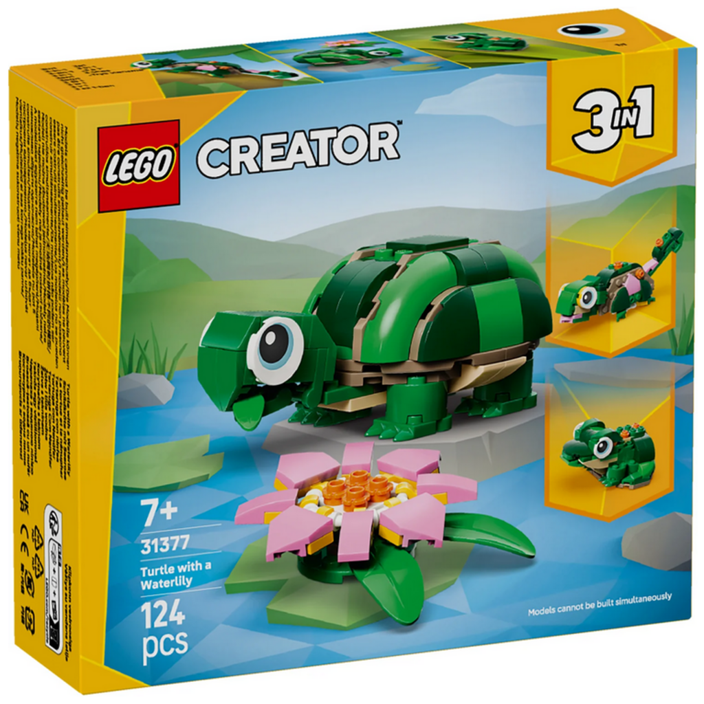 LEGO TURTLE WITH A WATER LILY FLOWER
