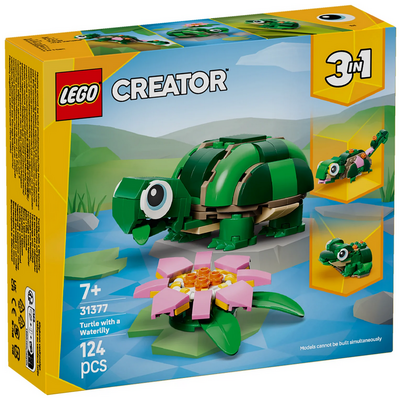 LEGO TURTLE WITH A WATER LILY FLOWER