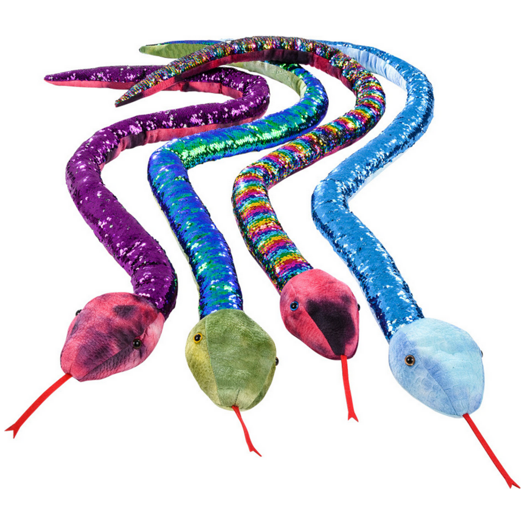 RHODE ISLAND NOVELTY PLUSH SEQUIN SNAKE 67" MULTI-COLORED