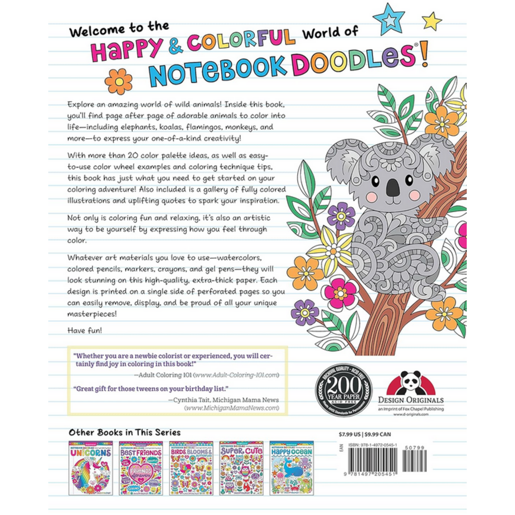 NOTEBOOK DOODLES WILD ANIMALS: COLORING & ACTIVITY BOOK
