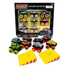 THIN AIR BRANDS DIE CAST PULL BACK 10 PC TRUCK SET