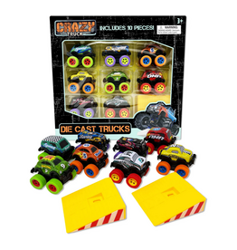 THIN AIR BRANDS DIECAST PULL BACK 10 PC TRUCK SET