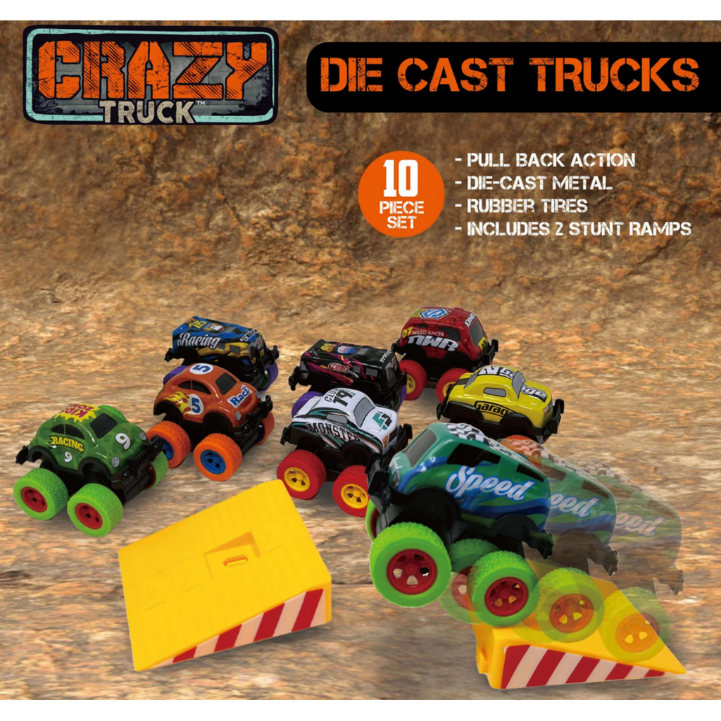 THIN AIR BRANDS DIE CAST PULL BACK 10 PC TRUCK SET
