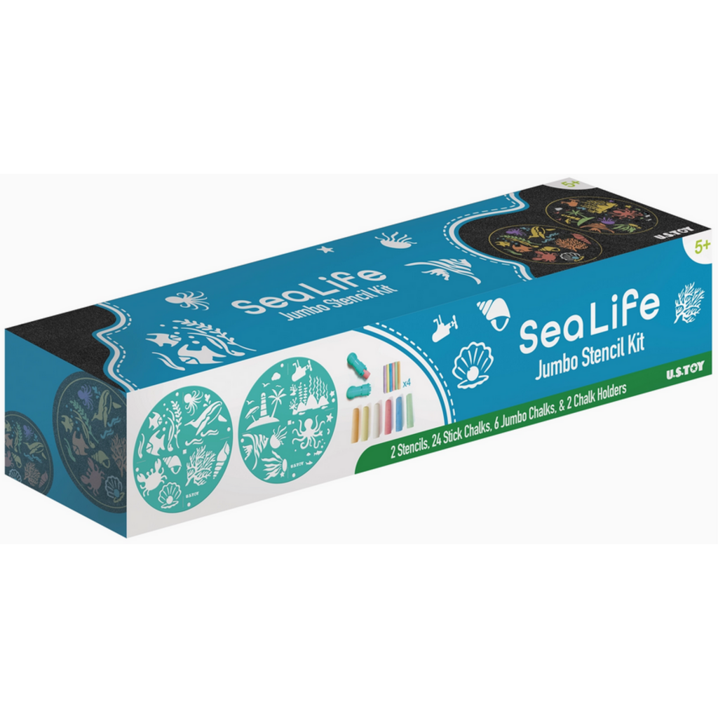 US TOY CHALK STENCIL KIT SEA LIFE