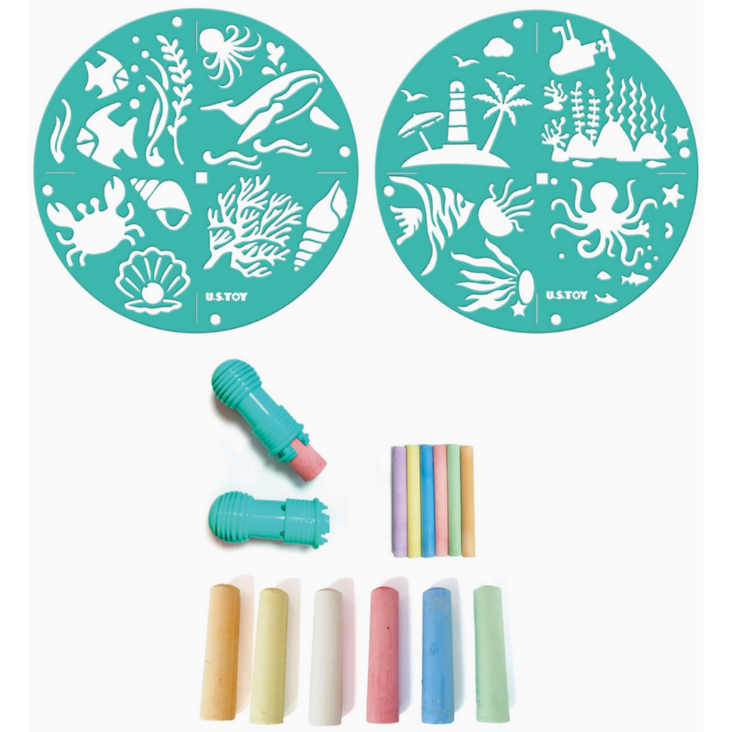 US TOY CHALK STENCIL KIT SEA LIFE