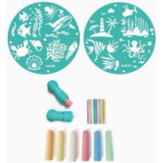 US TOY CHALK STENCIL KIT SEA LIFE