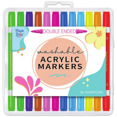 PENCIL GRIP COMPANY MAGIC STIX DOUBLE-ENDED WASHABLE ACRYLIC MARKERS