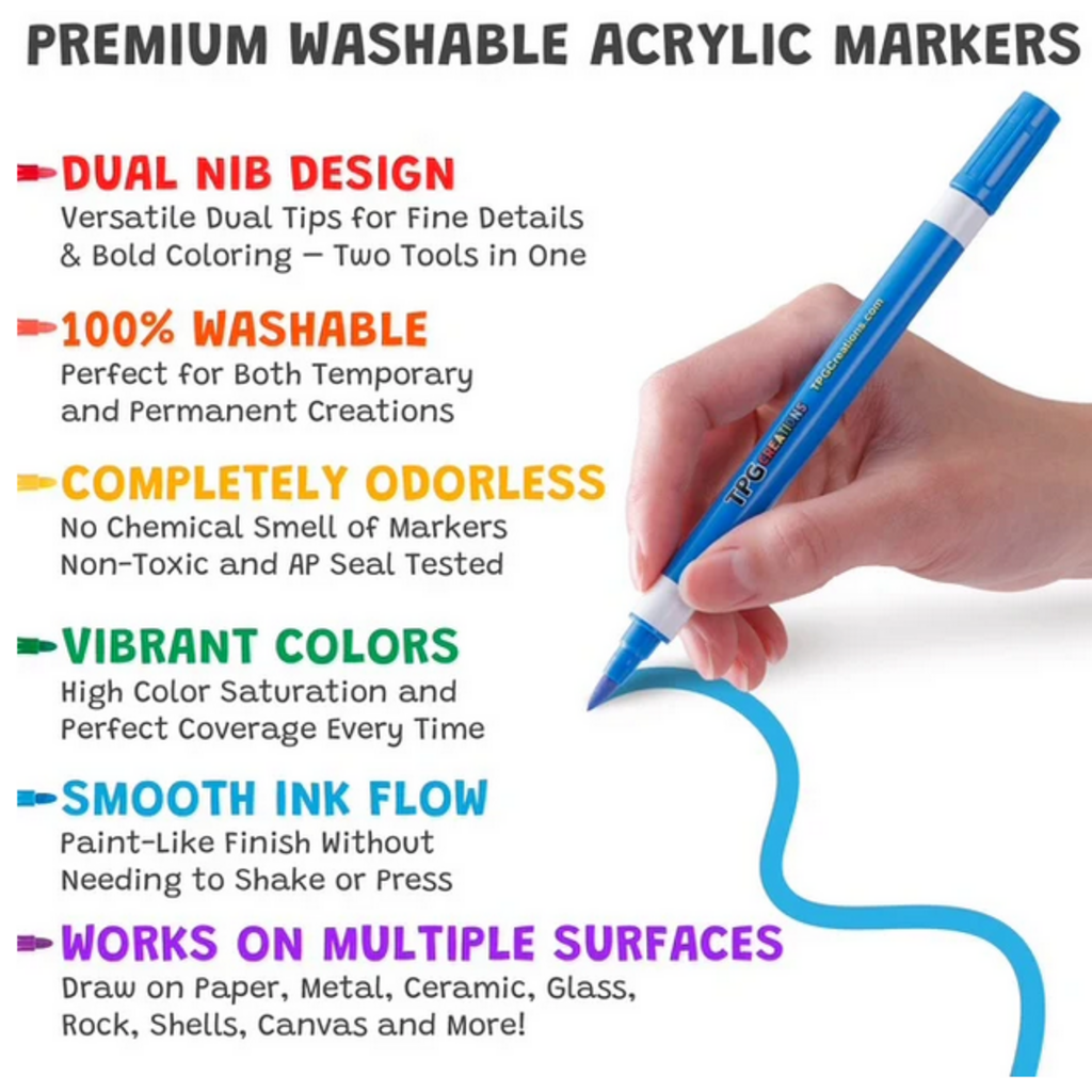 PENCIL GRIP COMPANY MAGIC STIX DOUBLE-ENDED WASHABLE ACRYLIC MARKERS