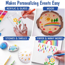 PENCIL GRIP COMPANY MAGIC STIX DOUBLE-ENDED WASHABLE ACRYLIC MARKERS