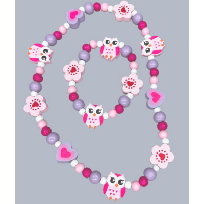 JEANNIES NECKLACE & BRACELET SET  OWLS