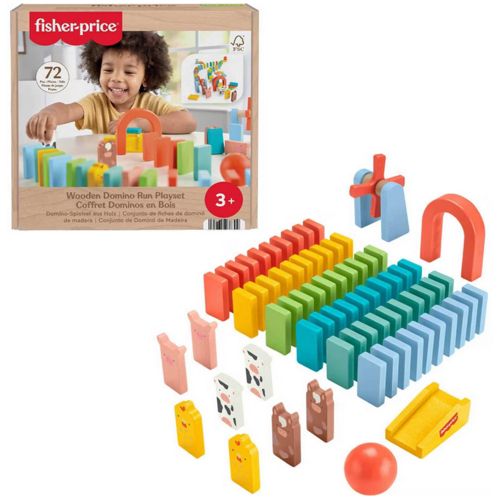 FISHER PRICE WOODEN DOMINO RUN PLAYSET