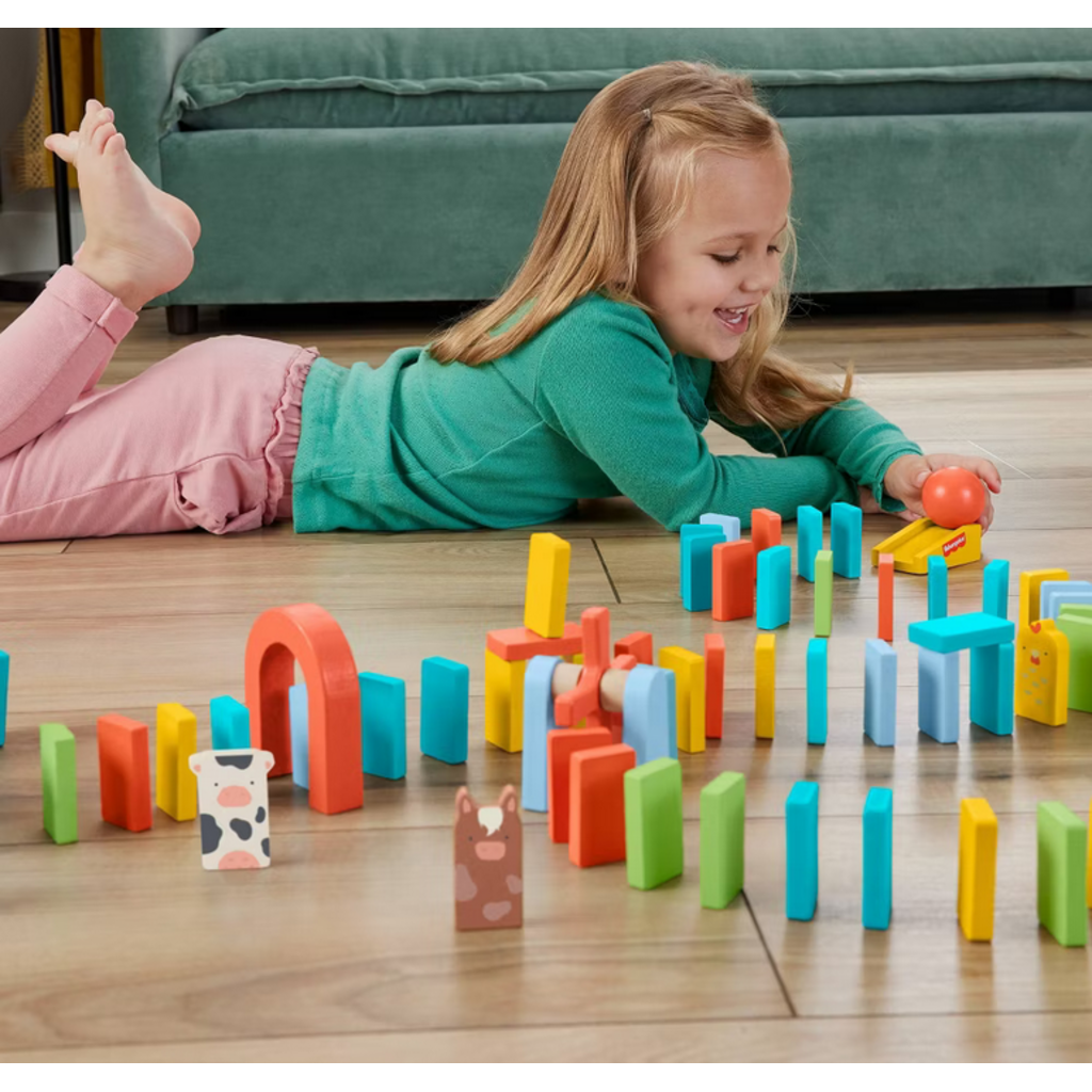 FISHER PRICE WOODEN DOMINO RUN PLAYSET