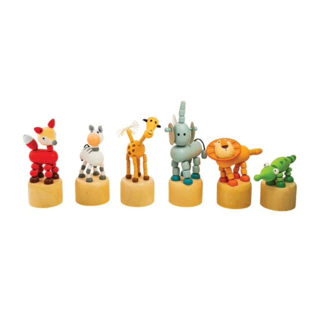 US TOY WOODEN JUNGLE PUSH PUPPET