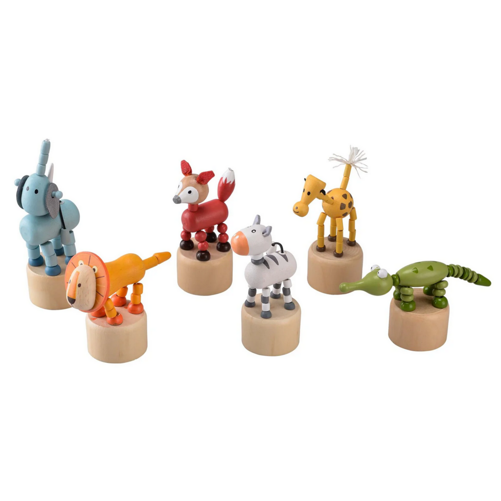 US TOY WOODEN JUNGLE PUSH PUPPET