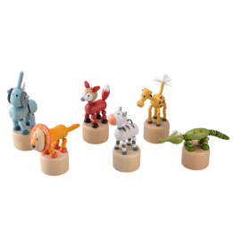 US TOY WOODEN JUNGLE PUSH PUPPET