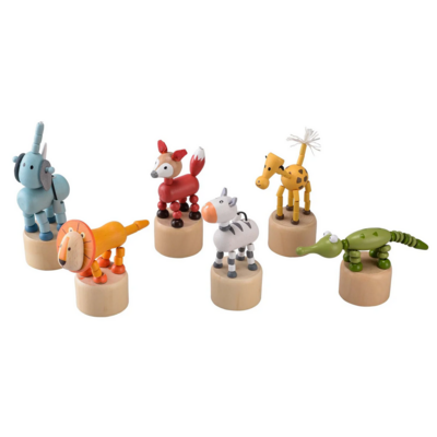 US TOY WOODEN JUNGLE PUSH PUPPET