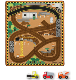 MELISSA AND DOUG ROUND THE CONSTRUCTION ZONE WORK SITE RUG & VEHICLE SET