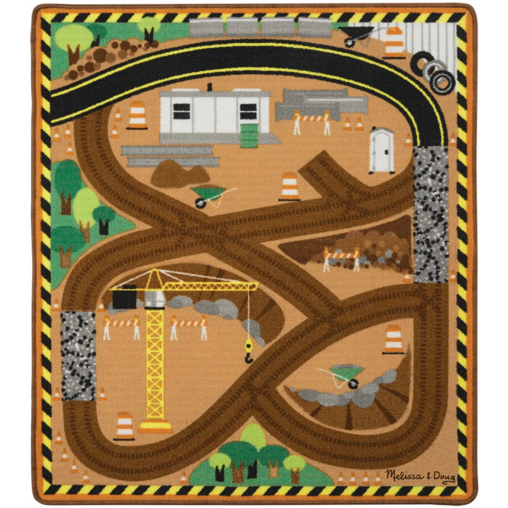 MELISSA AND DOUG ROUND THE CONSTRUCTION ZONE WORK SITE RUG & VEHICLE SET